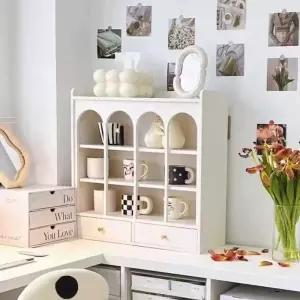 홈카페 빈티지 커피잔장 화이트 원목 커피잔 수납장 진열장
