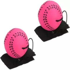 Sndperiexam 2Pcs 로즈 레드 베이스볼 바운스 손목 공 고무 리바운드 밴드 스포츠 리턴 탄성 끈