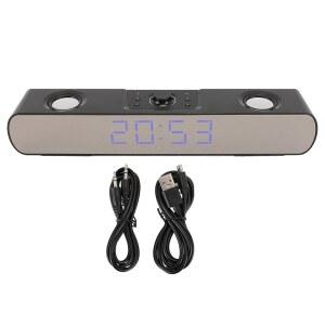 sanpyl 블루투스 컴퓨터 스피커, usb 전원 라디오, 사운드바, fm aux 스피커 스테레오 게이밍 pc 서브우퍼 지원 시계 내장 hifi 알람