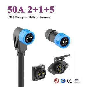 50A 2+1+5 리튬 배터리 커넥터 방수 IP67 M23 남성 여성 플러그 소켓 새로운 에너지 전기 자전거 충전 포트