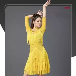 라인 라틴 댄스원피스 사교 줌바 모던 여성 스포츠 댄스복 공연복