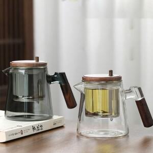 다도 문화 대용량 분할 찻잔 이동식 유리 내부 탱크 홈 차 물 분리 필터