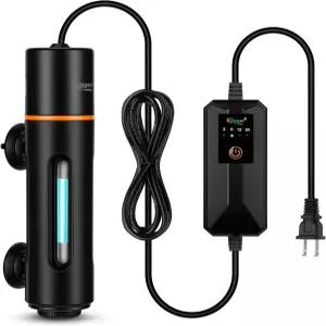 하이거 7W 수족관 U-V 조명 타이머 포함 360° 보호 차단 청정 램프 30-130 갤 담수 및 염수 어항용 양서류