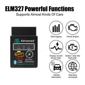 블루투스 ELM327 OBD2 자동차 차량용 호환 코드 리더 스캐너 V1.5  감지기 체크 엔진 진단 도구 iOS/안드로