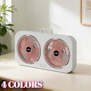 듀얼 헤드 양방향 벽걸이형 데스크탑 휴대용 선풍기  바람 가정 및 침실용 공기 순환기 저소음 작동 에너지