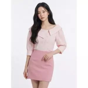 에고이스트 언발 카라 볼륨소매 블라우스 핑크 EP2WB460 690627