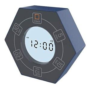 [미국배송] 헥사곤 회전 생산성 시계 5분 10분 15분 20분 30분 프리셋이 있는 포모도로 타이머 ADHD 환자용 타이머(파란색)