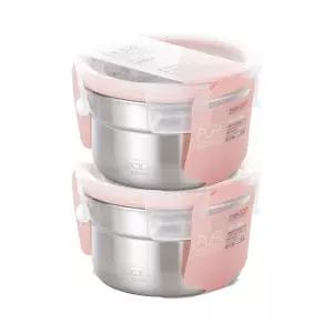 스텐락 국산 스텐밀폐용기 퓨어 원형 4호 420ml 2P세트