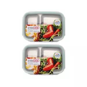 스텐락 국산 스텐밀폐용기 나눔용기 퓨어 멀티직사각 2호 500ml 2P세트