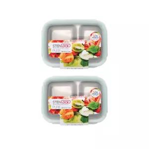 스텐락 국산 스텐밀폐용기 나눔용기 퓨어 멀티직사각 1호 300ml 2P세트