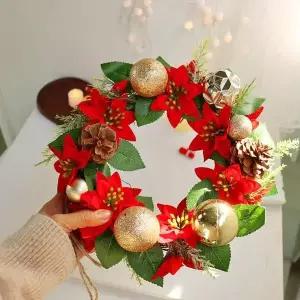 크리스마스 레드포인세티아 걸이 DIY 패키지 (5개 묶음) 20cm 몰리