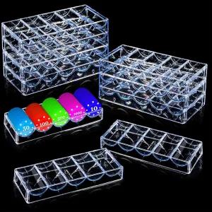 10팩 포커 칩 트레이 랙 투명 두꺼운 플라스틱 카지노 케이스 각각 100개의 표준 크기의 홀더 클럽용 견고