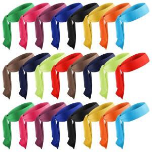 eAj Caeuiciw 24팩 타이 머리띠 남성용 벌크 여성 스포츠 테니스 머리띠 닌자 가라테 머리띠 농구 러닝 운동용 조절 가능한 탄성 반다나 스웨트밴드 헤어 랩 밴드