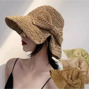 데일리마일샵  /초저가/ 여성 트임리본 라탄 밀짚 바캉스 여름 버킷햇 벙거지 모자