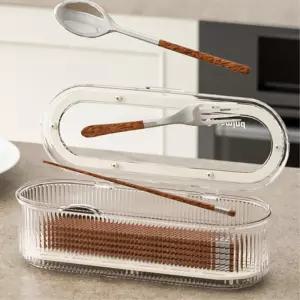 주방 수저 정리함 물빠짐 사각 수저꽂이 도자기 보관통 조리도구통