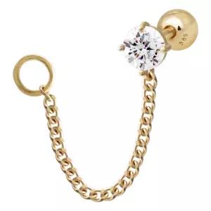 14K GOLD 엔라즈 체인 레이어드 연장 큐빅 금 피어싱