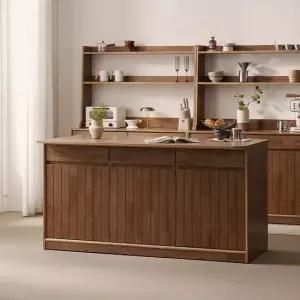 헤이즐 원목 광파오븐 와이드 아일랜드 홈바 식탁 서랍 수납장 1600x750 GM552