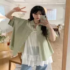 [제작] [긴팔,반팔] 시원하게 툭 떨어지는 리얼루즈핏 셔츠 86561 빅사이즈 여성의류