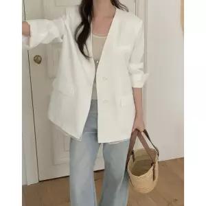 노카라 루즈핏 오버핏 하늘하늘 봄 여름 자켓 데일리 하객 데이트 소개팅