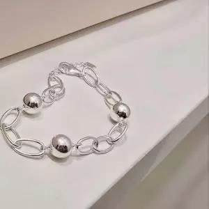 S755 여성 볼 디자인 팔찌 심플 체인 데일리 은팔찌 실버925