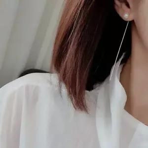SE202 여성 진주 롱 드롭 디자인 이어링 은 귀걸이(실버 925)