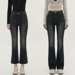 여자 사계절 하이웨이스트 스판 부츠컷 청바지