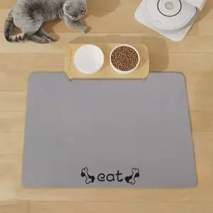 강아지식기매트 반려동물 식기 흡수 규조토 뼈다귀 디자인 그레이