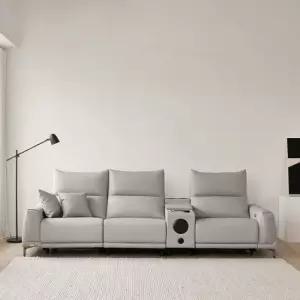 몬테 4인 비건레더 가죽 리클라이너 소파+홈바 콘솔