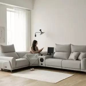 몬테 4인 코너형 비건레더 가죽 리클라이너 소파+홈바 콘솔