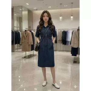 [롯데백화점]SOUP 데님 벨티드 포켓 반팔원피스  SC4OP351