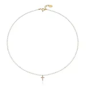 [세그먼트에이](강남점)14K 랩다이아 십자가 밥풀진주 목걸이(LD23027N)