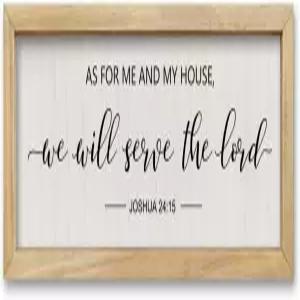 코무르디오 성경 구절 벽 장식은 나와 우리 집을 위해 우리는 주님께 봉사할 것입니다 16×6인치 조슈아 24