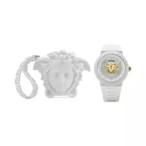 Versace 베르사체 남성용 Swiss V-Pop 화이트 실리콘 스트랩 시계 43mm 523717