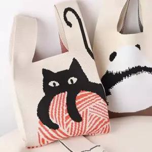 [셀러에이드]동물 캐릭터 미니 에코백 귀여운 에코백 캔버스백