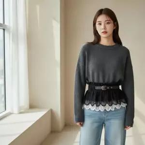 여성 레이스 뷔스티에 코르셋 벨트 레이어드 허리 보정 장식 밴드