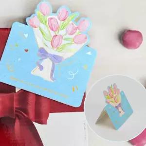 블루 편지지 예쁜카드 사과카드 생일편지 미니편지지 감사편지 미니편지지