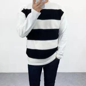 [엠클로]남자 오버핏 빅스트라이프 라운드 배색 니트조끼 베스트 남여공용 2컬러