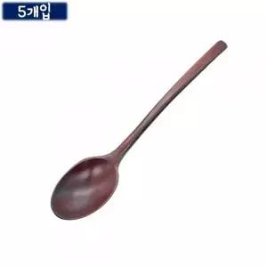 나무 숟가락 5p 23cm 원목 옻칠 수저 세트