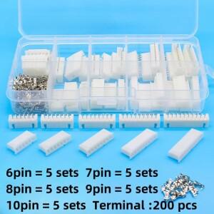 25세트 박스 6핀 7핀 8핀 9핀 10핀 2.54mm 피치 터미널 / 하우징 핀 헤더 커넥터 와이어 어댑터 XH 키트