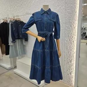 [샤틴]벨티드 데님 티어드 원피스 (S262K603)DG_DG