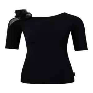 플라워 운동복 라인댄스 반팔 라틴댄스 밸리복 줌바복 사교댄스 여성용 스커트 메쉬