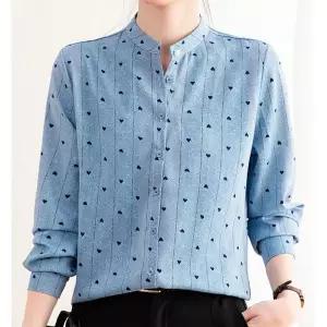 [하프클럽/]하트도트 차이나넥 블라우스 77A08B