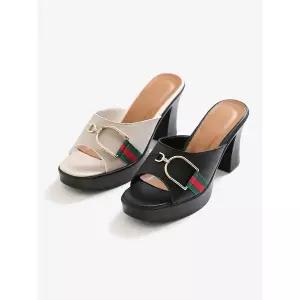 [하프클럽/]버클 가보시 뮬슬리퍼 8.5cm