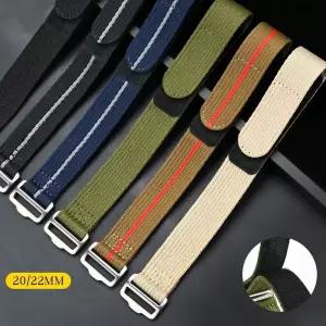 세이코 튜더 호크앤루프 패스너 시계줄용 20mm 나일론 스트랩 오메가용 남성용 밀리터리 방수 손목 밴드