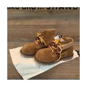 여성 러블리 신발 워커힐 진가죽 빈티지 키높이 워커 가을 겨울 윙팁 슈즈 빅 라운드 통굽 앵클부츠 다올4