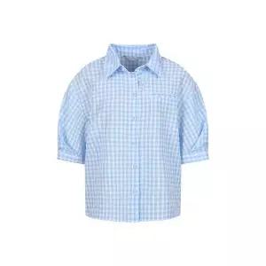 [하프클럽/코인코즈]볼륨 소매 체크 셔츠 블라우스_DW5MB727