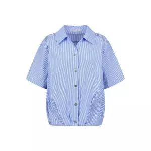 [하프클럽/코인코즈]밑단 턱 스트라이프 반팔 셔츠 블라우스_DW5MB746