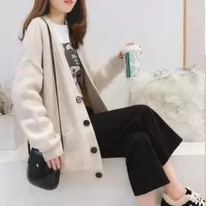 따뜻한가디건 여자 데일리 기본 루즈핏 예쁜 칼라 토톰 롱 가디건