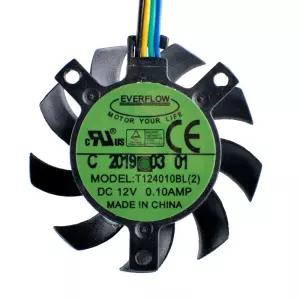 산업용 컴퓨터 CPU용 듀얼 볼 베어링 냉각 팬 T124010BL 2 직경 37mm 홀 피치 12V 0.10A 4 핀