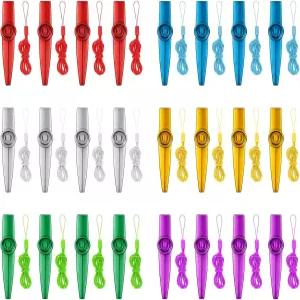 48pcs 메탈 카조스 벌크 랜야드 포함 6가지 컬러 악기 플루트 음악 파티 기타 바이올린 피아노 키보드